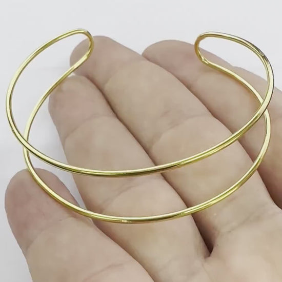 Wire Bracelet, Shiny gold plated brass  S418