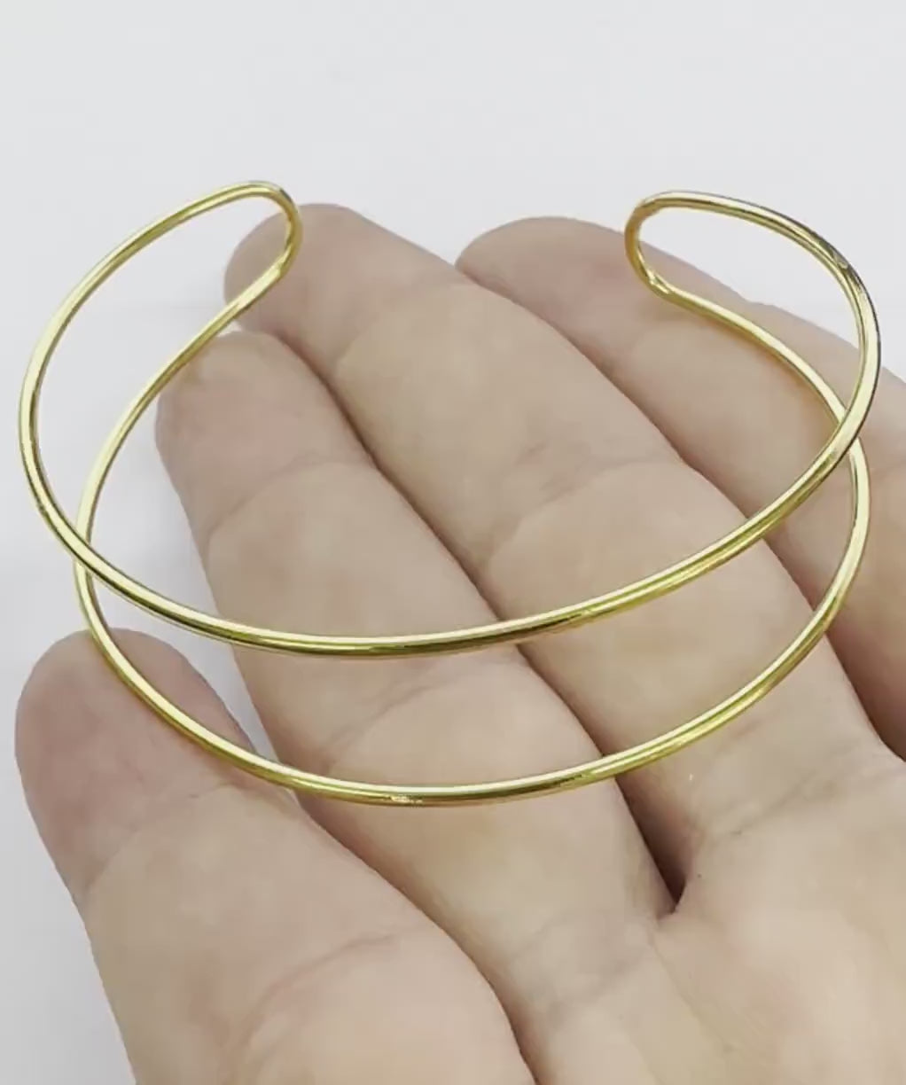 Wire Bracelet, Shiny gold plated brass  S418