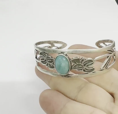 Oval Blank Flower Bracelet Monthly Flower (February Iris) Base Setting Blank Bezel Antique Silver Plated Brass (10x14mm Blank ) 3789