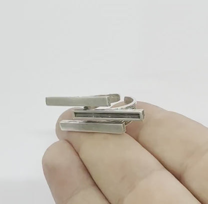 Stripe Ring Adjustable Resin Blank - Raw brass - shiny silver - antique silver - shiny gold - plated (8 US Adjustable ) 27x1.8mm Blank  5381