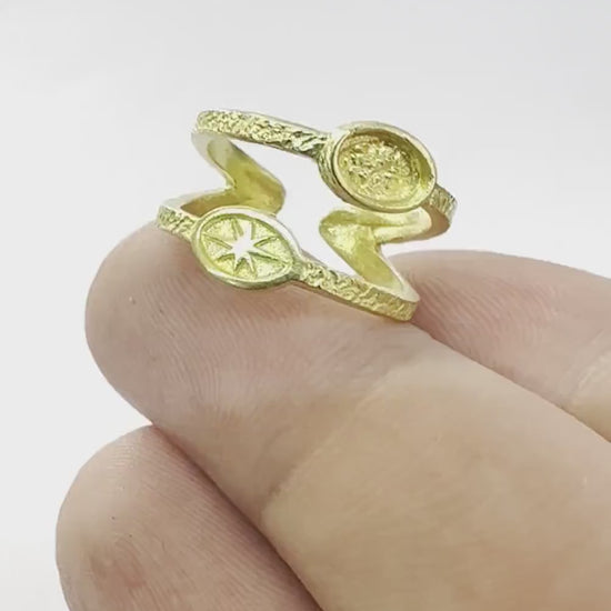 Star Band Ring , Bezel Setting Blank Raw Brass,Antique Silver Shiny silver, Shiny gold plated Brass (4x6mm Blank ) 5421