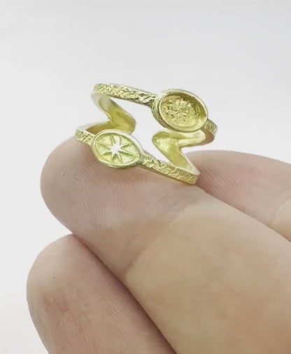 Star Band Ring , Bezel Setting Blank Raw Brass,Antique Silver Shiny silver, Shiny gold plated Brass (4x6mm Blank ) 5421