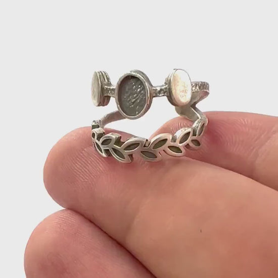 Leaf Oval Blank Band Ring , Bezel Setting Blank Raw Brass,Antique Silver Shiny silver, Shiny gold plated Brass (6x4mm Blank ) 5424