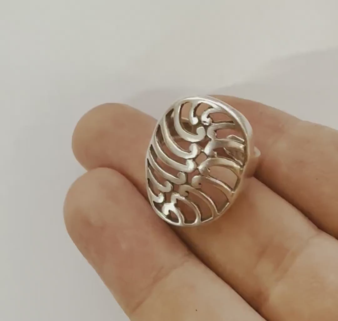 Oval Ring , Adjustable , Raw Brass,Antique Silver Shiny silver, Shiny gold plated Brass (8us) 5355