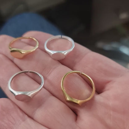 Oval Minimalist Ring Adjustable ring brass with 10x7.5mm Blank base setting Raw Brass - Antique silver - Shiny silver - Shiny gold 2894