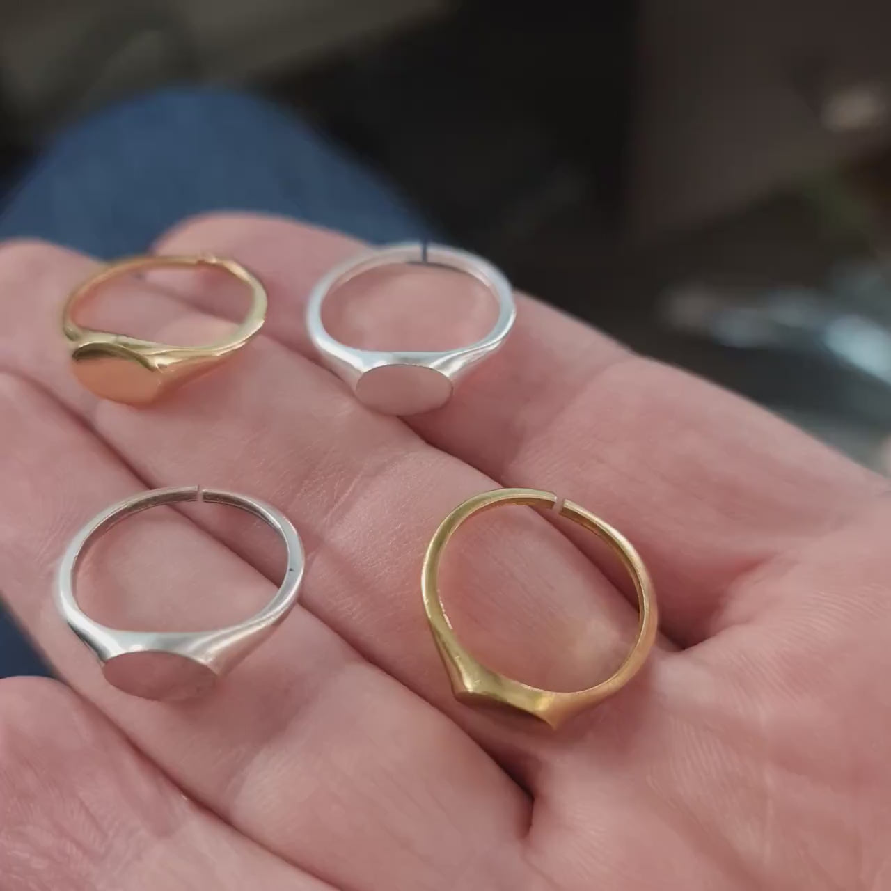 Oval Minimalist Ring Adjustable ring brass with 10x7.5mm Blank base setting Raw Brass - Antique silver - Shiny silver - Shiny gold 2894