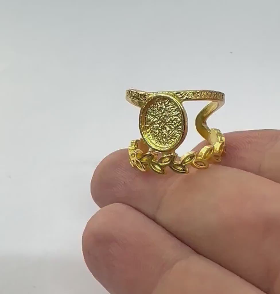 Leaf Band Ring , Bezel Setting Blank Raw Brass,Antique Silver Shiny silver, Shiny gold plated Brass (8x10mm Blank ) 5420