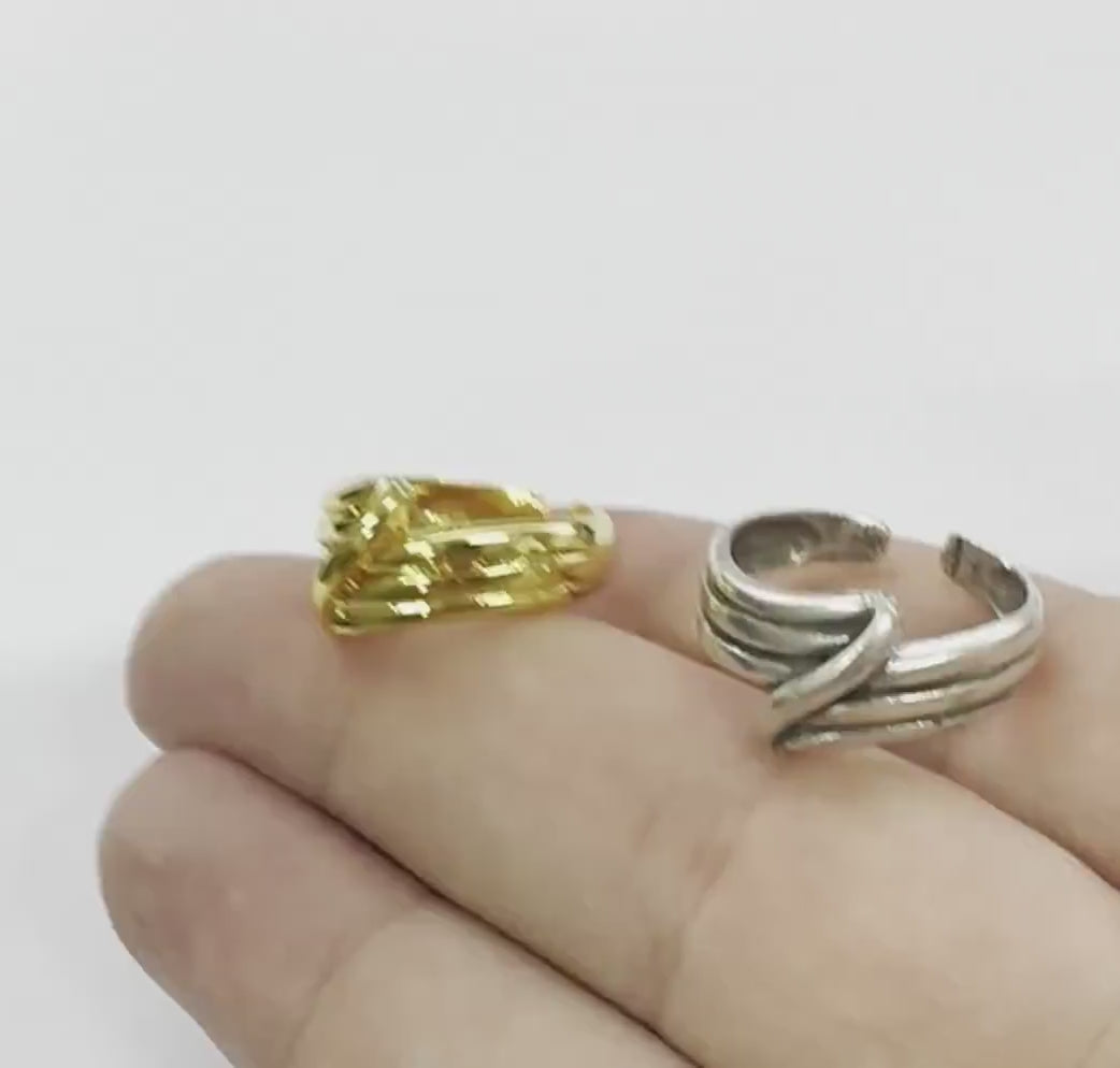 Lines Ring , Adjustable , Raw Brass,Antique Silver Shiny silver, Shiny gold plated Brass (8us) 5370