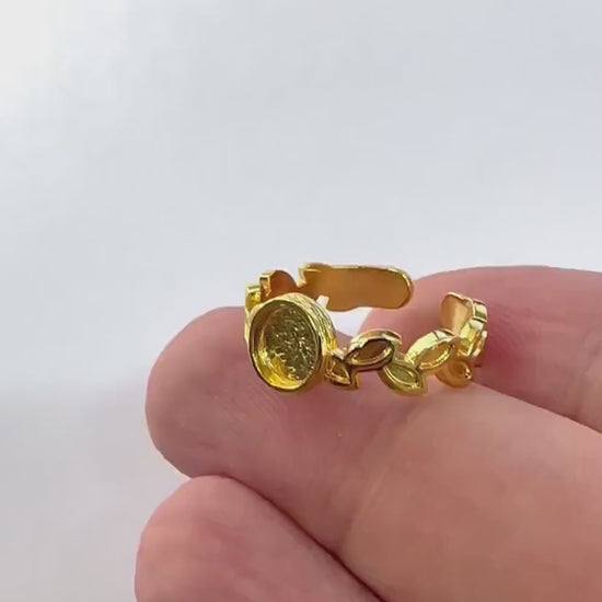 Leaf Band Ring , Bezel Setting Blank Raw Brass,Antique Silver Shiny silver, Shiny gold plated Brass (6mm Blank ) 5413