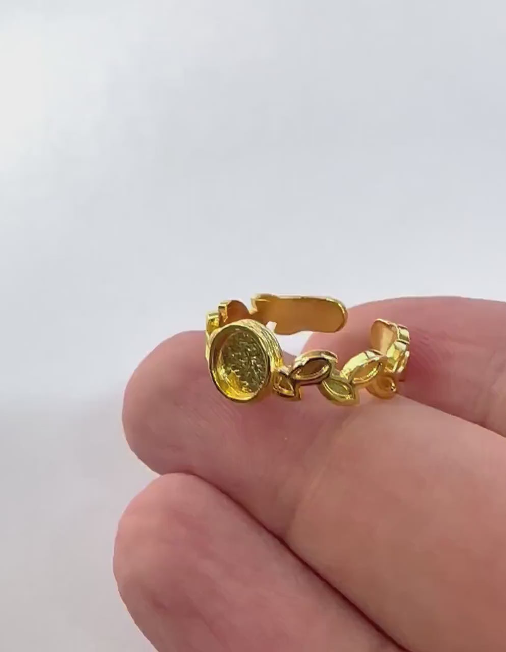 Leaf Band Ring , Bezel Setting Blank Raw Brass,Antique Silver Shiny silver, Shiny gold plated Brass (6mm Blank ) 5413