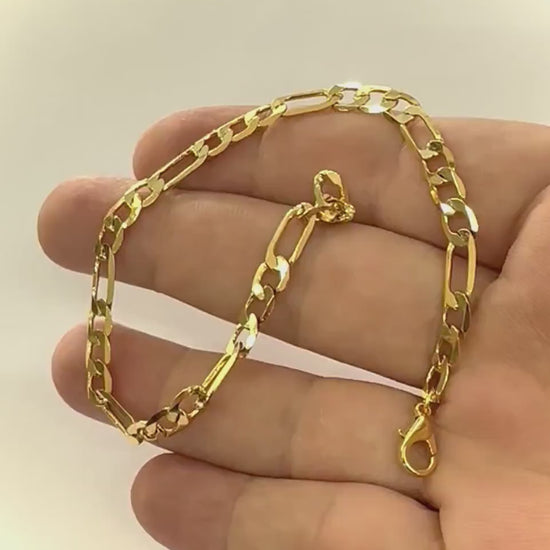 Curb chain bracelet with clasp (19cm 7.5inc) or (23cm 9,05inc) Gold plated brass 5393