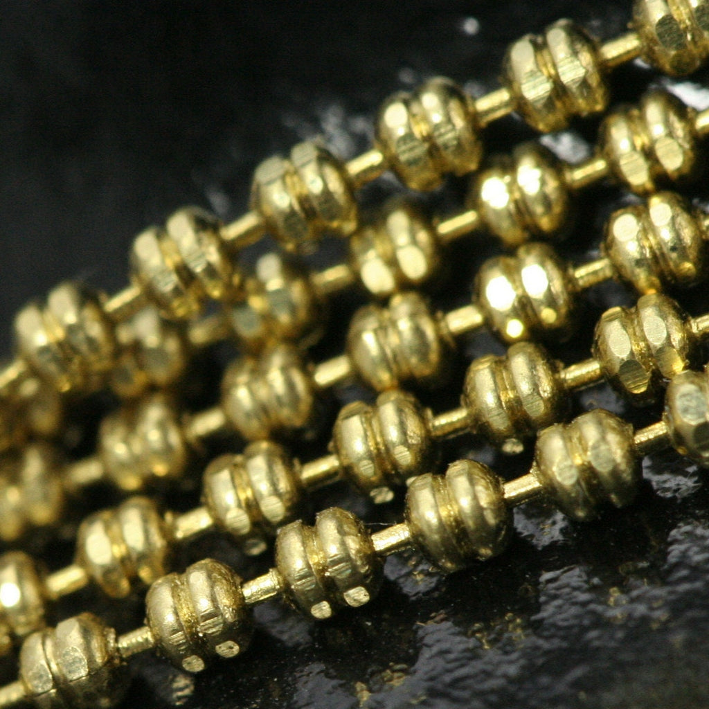 1.5mm Faceted Raw Brass ball Chain with 2 connector z077