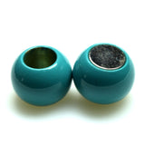 Magnetic clasp leather cord  5mm 0.2" cyan painted brass 15.8x9.9mm 0,62"x0.39" MCL5 1309CY