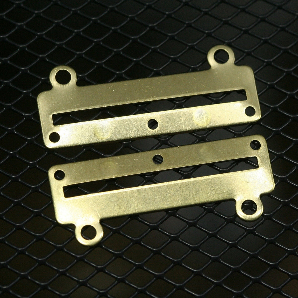 Bracelet Part 10 pcs 35x14x0.8mm raw brass 3 hole 1353R3A RBBP ( stamping )