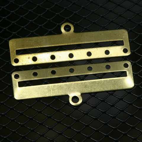 raw brass bracelet part 30 pcs 40x14x0.8mm 7 hole 1361R7 RBBP ( stamping )
