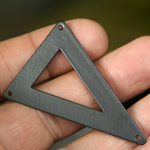 50x33mm black painted brass triangle tag 3 hole connector raw brass charms ,raw brass findings 4580 B3