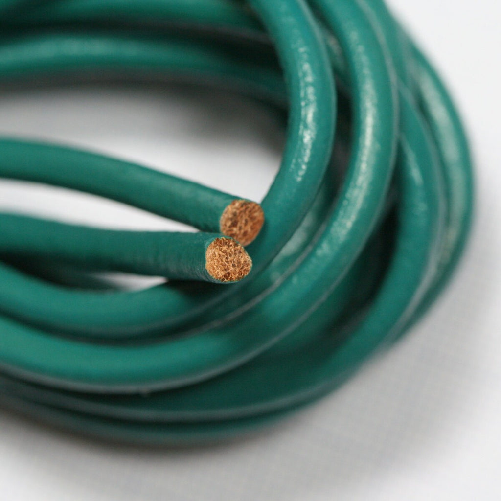 Green Genuine Leather Cord Premium Quality - 4mm Round - For Beading, Jewelry, Crafts, and Decorations lth4