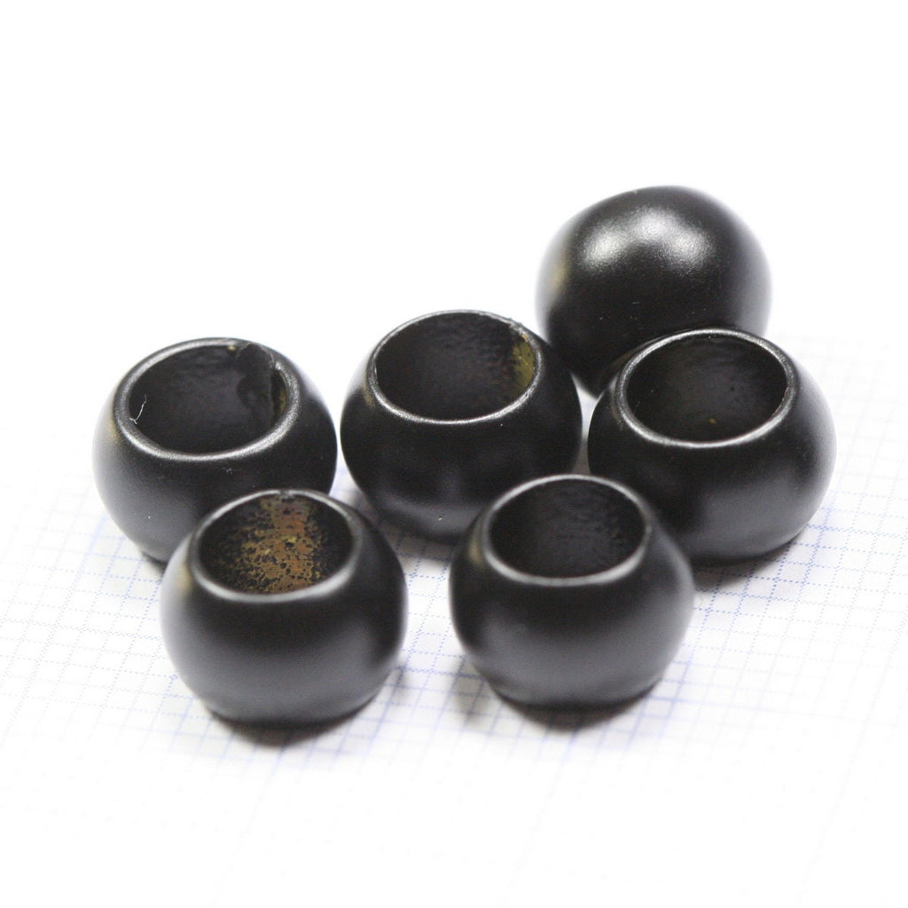 Black painted sphere 9x6mm (hole 5.5mm) industrial brass Charms,Pendant,Findings spacer bead bab5.4 1459