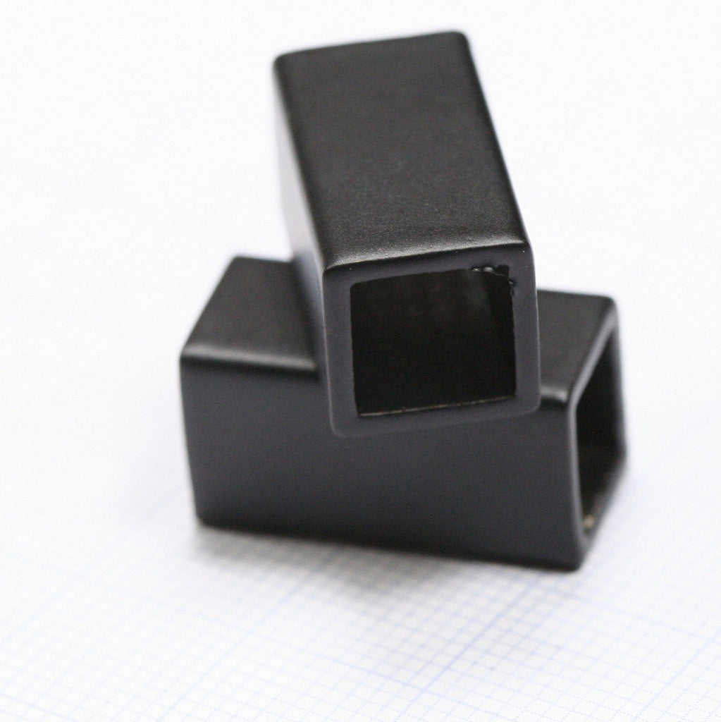 Black painted brass cube 10x10x20mm (hole 8.8mm) industrial brass charms,pendant,findings spacer bead bab8 1538