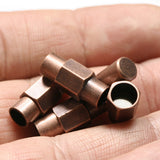 Magnetic clasp leather cord 7x17mm Copper tone plated solid brass 5mm hole, one side is iron MCL5 1136