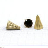 Ends cap, 10 pcs 18x12mm 11mm inner with 1.5mm hole Gold plated brass cord  tip ends, ribbon end, brass findings ENC11 M21