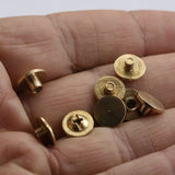 Screw rivets, chicago screw / concho screw, 9x4.2mm raw brass studs, 1/8" bolt CSC3 039