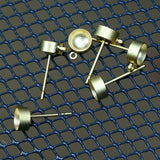 Earring Stud posts with gold plated brass pads  2 pcs (1 pair)  stainless steel 6mm RBY6 1648