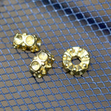 4 pcs 14mm (5mm hole) gold plated alloy 4mm SS17 setting spacer bead bab5  920
