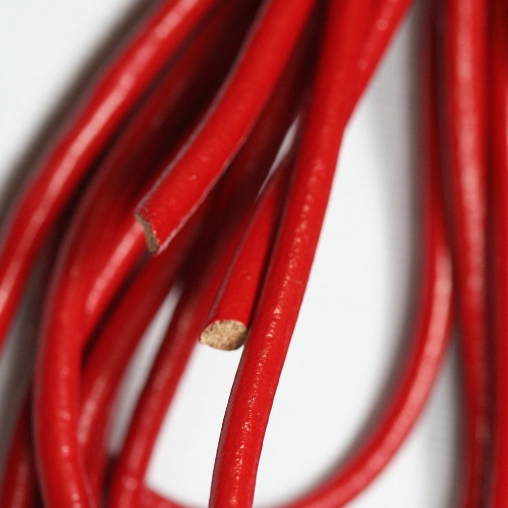 Red Genuine Leather Cord Premium Quality - 4mm Round - For Beading, Jewelry, Crafts, and Decorations lth4