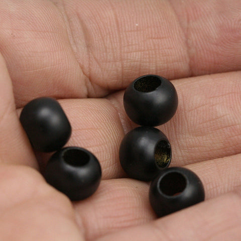 black painted brass sphere Bead 10x7,5mm 9/32"x3/8" finding spacer industrial design (5mm 3/16" hole ) bab5 1460