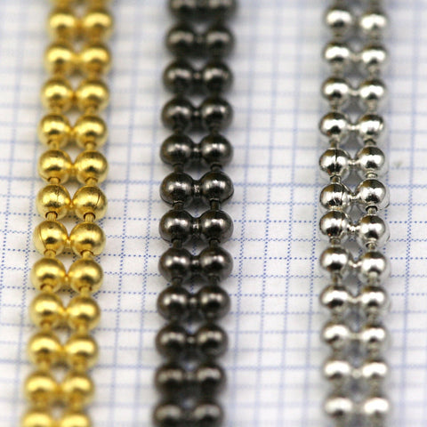 two strand soldered Gold tone - Rhodium  - Gunmetal Brass Ball Chain 1.5mm  z048