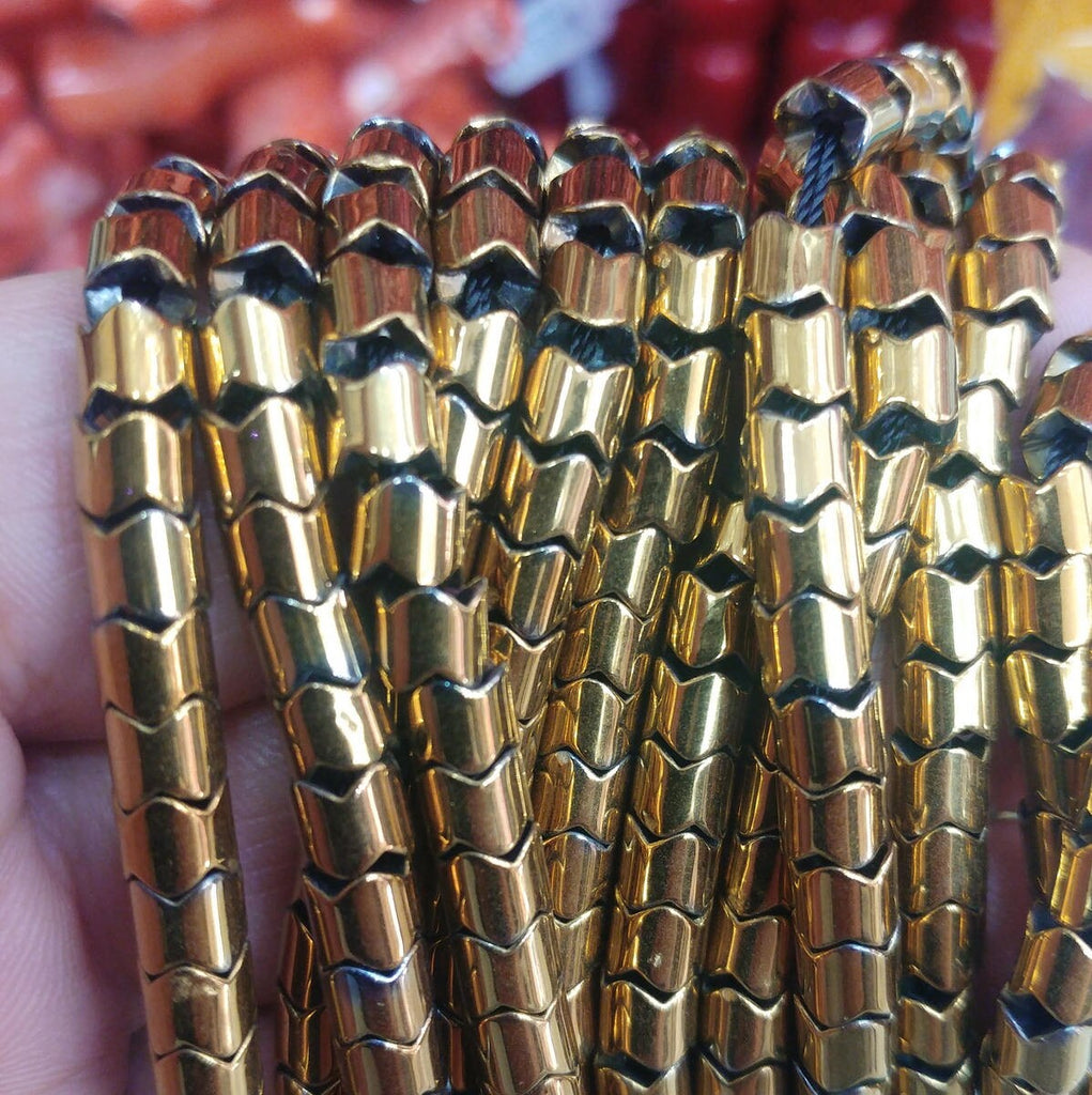 Hematite cylinder beads 5.1x5.1x4.2mm 0.2"x0.2"x0.16" b50 1261