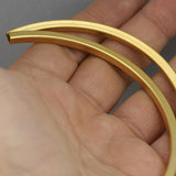 Curved square tube  4x95mm ( 3mm hole) gold plated brass finding charm 747-4