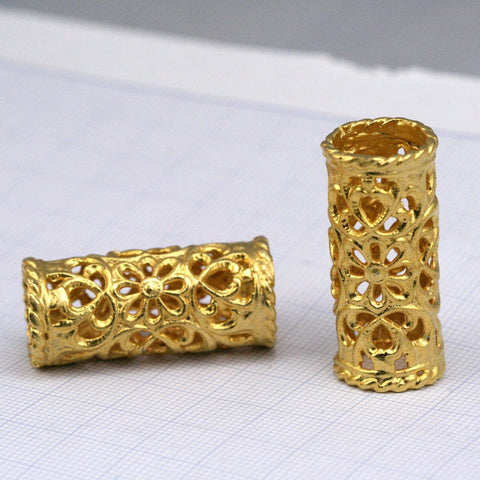1 pc 15x36mm (hole 12,5mm) gold plated brass barrel shape spacer brass  findings spacer bead tube 674