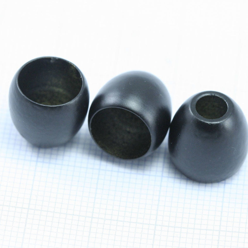hanging metal beads 4 pcs 12x13mm (hole 10mm 5mm) Black Painted brass end caps, ENC10 1861