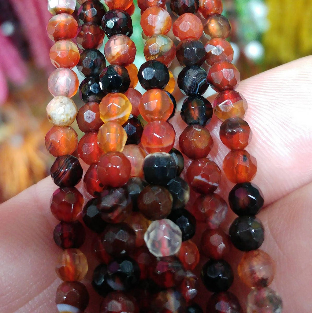Faceted agate beads, 4mm dyed agate beads, semiprecious stones, jewelry design, wholesale beads B40