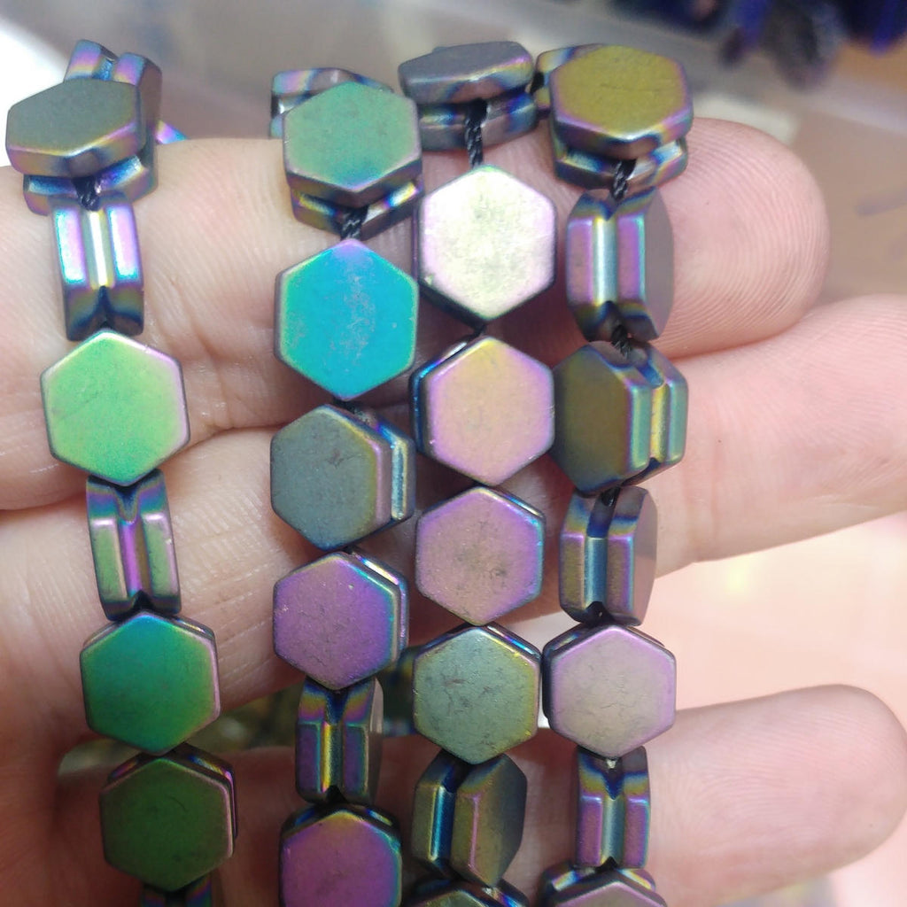 Hematite hexagonal beads 8.8x8.8x5mm 11/32"x11/32"x3/16" b90