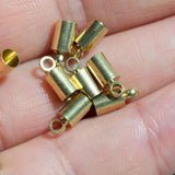 raw brass ends cap, 50 pcs 3x8mm 2,5mm inner with loop 1.5mm ENC2 543