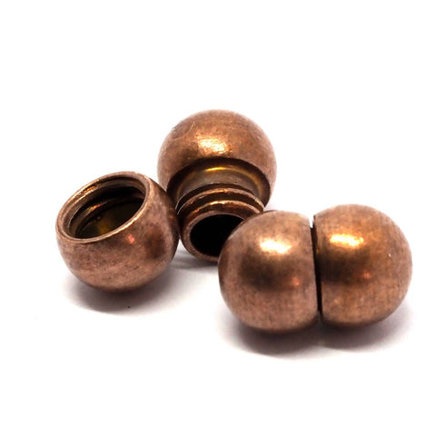 Screw cylinder barrel clasp 12x8mm 0,39"x0,31" Copper tone solid brass 4636 msl