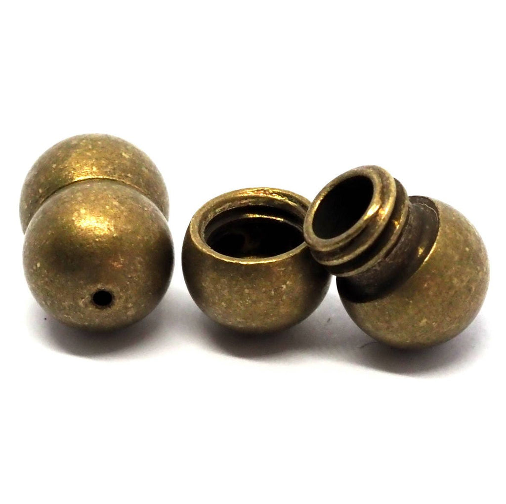 Screw cylinder barrel clasp 12x8mm 0,39"x0,31" Antique brass solid brass 4636 msl