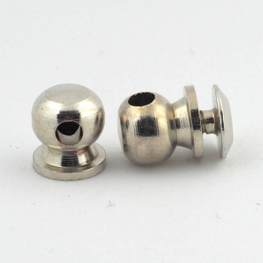 Monk Head Screws 9mm Silver Tone Brass Studs, with 1/8" thread hole 1813