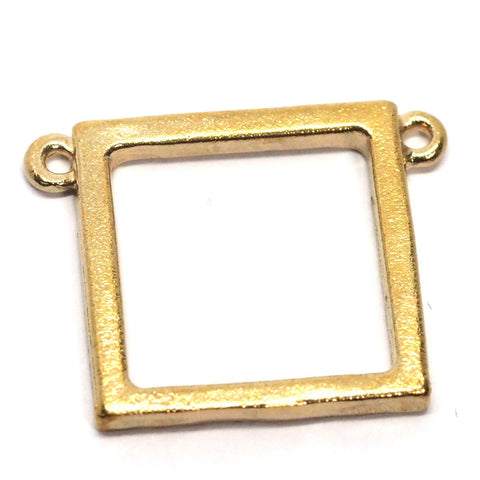 Raw brass square ring 20mm (hole 15mm) with two loop, badge holder, eyeglass pendant, reading glasses holder, badge pendant 1956T