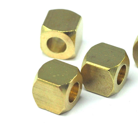 Square cube raw brass 8x8mm 5/16"x5/16"  ,raw brass finding square cube rod industrial design (4.5mm 11/64" hole ) bab4 1537