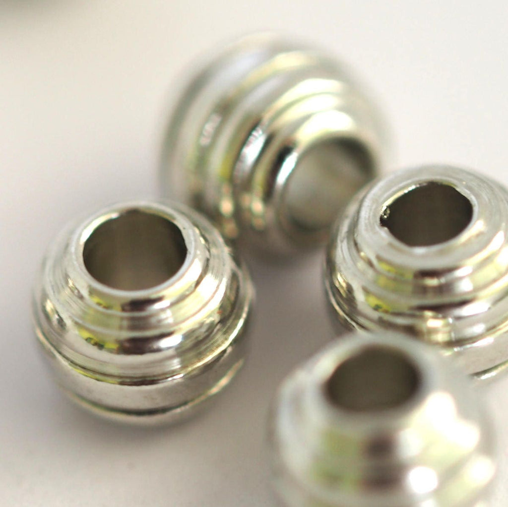 Faceted silver tone brass sphere 5mm (4.1mm side) (hole 2mm 12.5 gauge) charms, spacer bead 1569-5 bab2