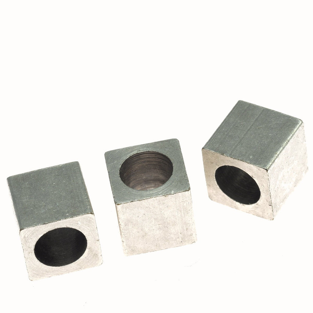 brass square cube 10x10mm 3/8"x3/8"  silver plated ,(6.5mm 1/4" hole ) bab6 1483