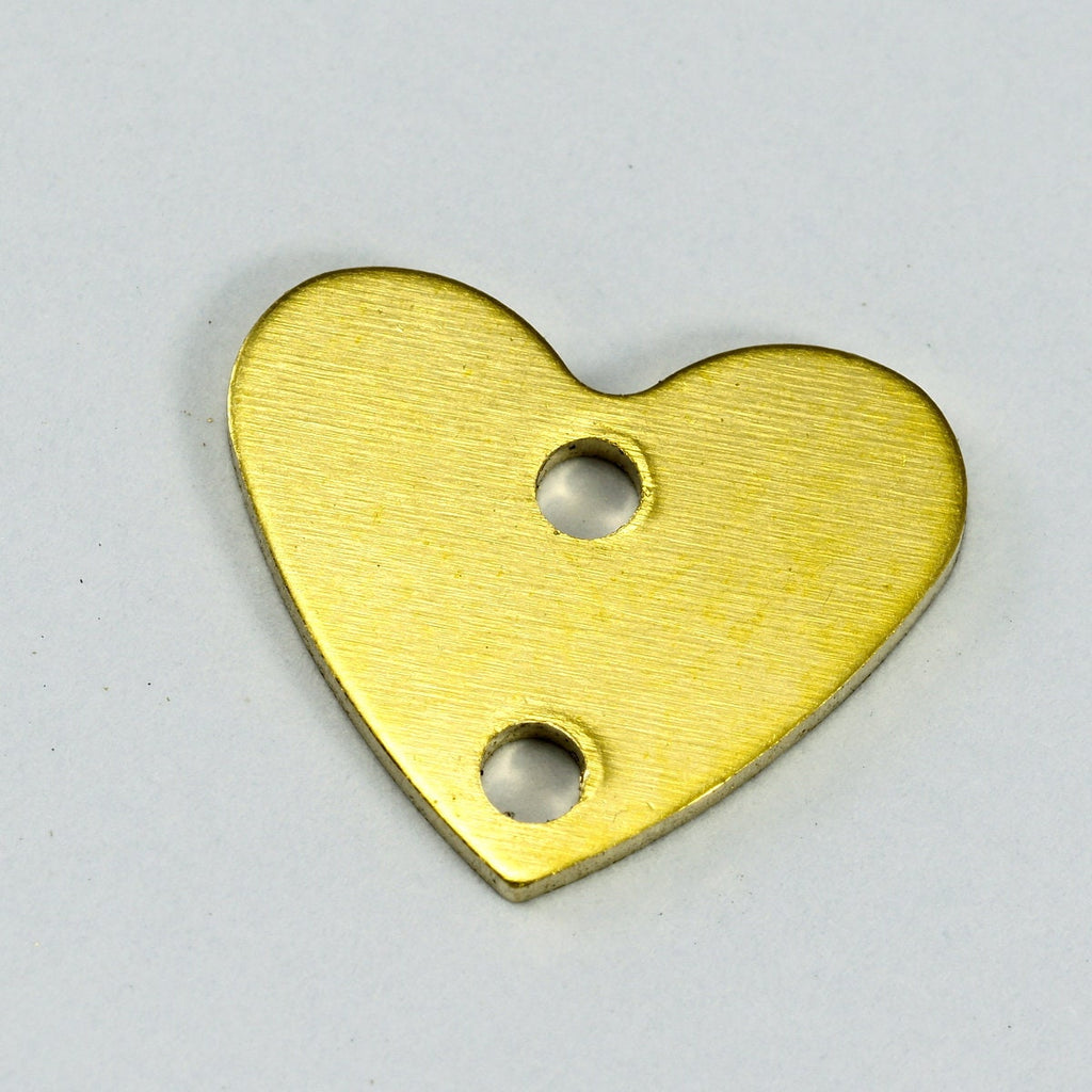 raw brass heart 10X12mm thickness 1mm 18 gauge with 2 hole 1598