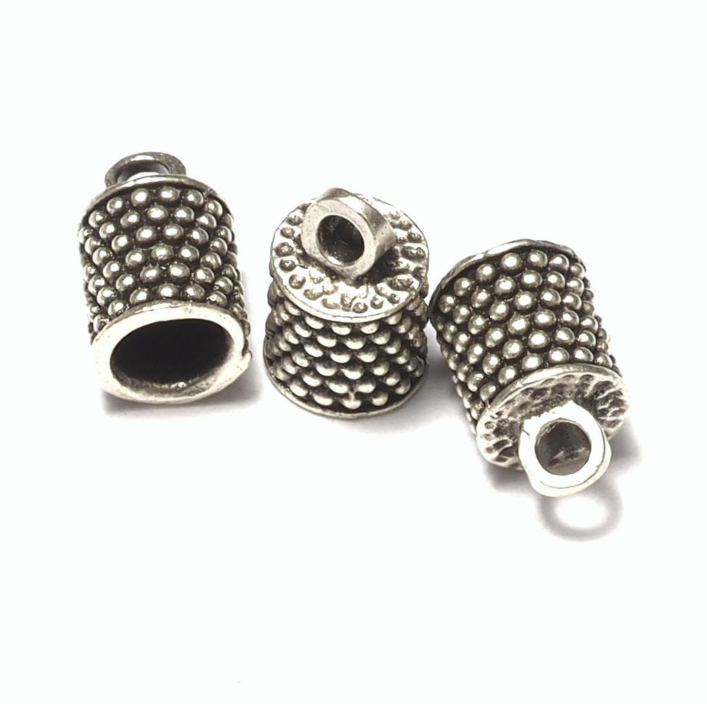 10X6.3mm 4.2mm inner with loop silver plated brass cord  tip ends, ends cap, ENC4 1584R
