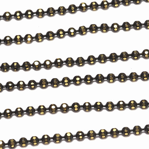 1,5mm 15 gauge faceted gold tone and black brass Chain z070