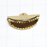 10 pcs 12.5x25mm gold brass semi circle ribbon crimp ends, with loop 1509