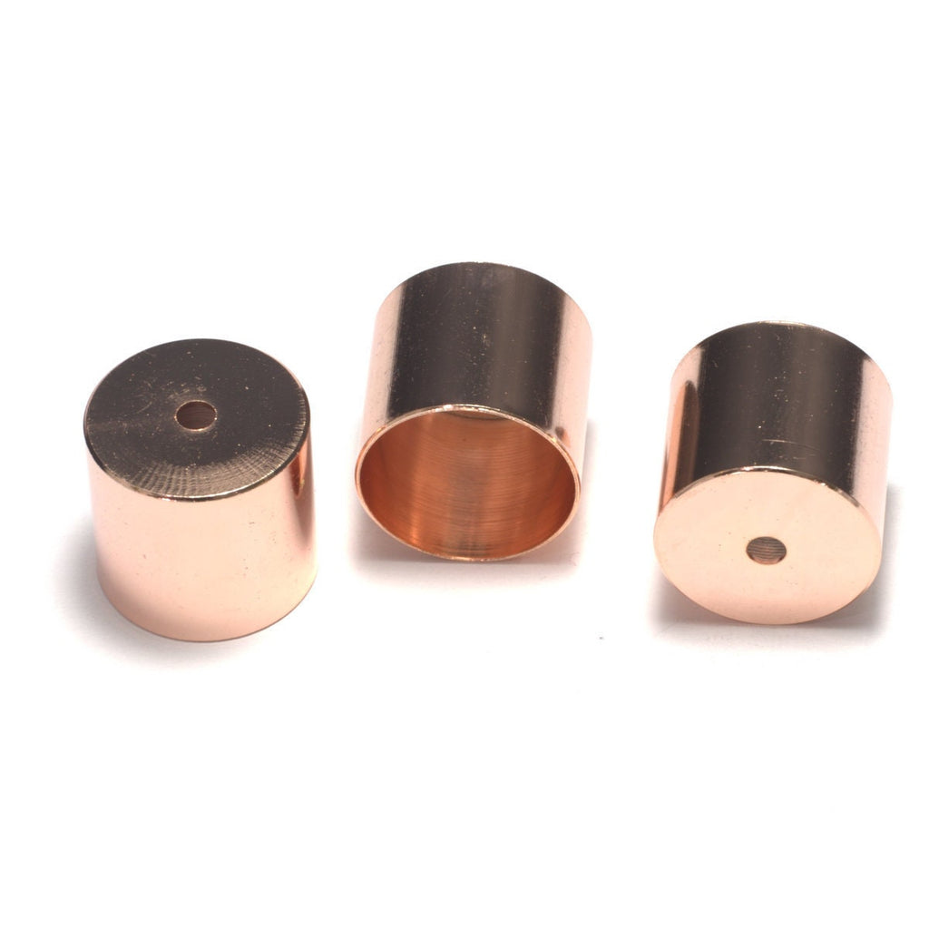 2 pcs 17x18mm 17mm inner with 3mm hole rose gold brass end caps, findings ENC17 3414
